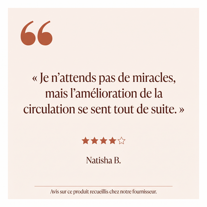 Avis : l'amélioration de la circulation se sent tout de suite - Natisha B.