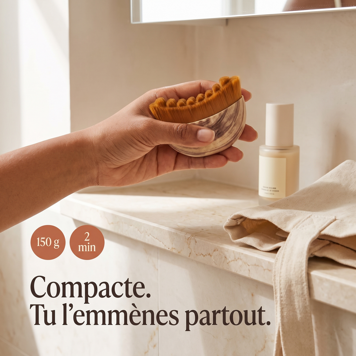 Brosse Effleur compacte, 150 g, un geste de 2 minutes